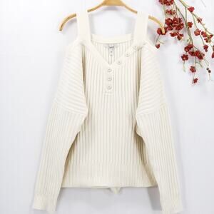 Derek Lam 10 Crosby Ribbed Cold Shoulder Sweater